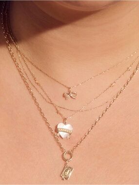 Catbird Lovesick Diamond Bow Gold Charm